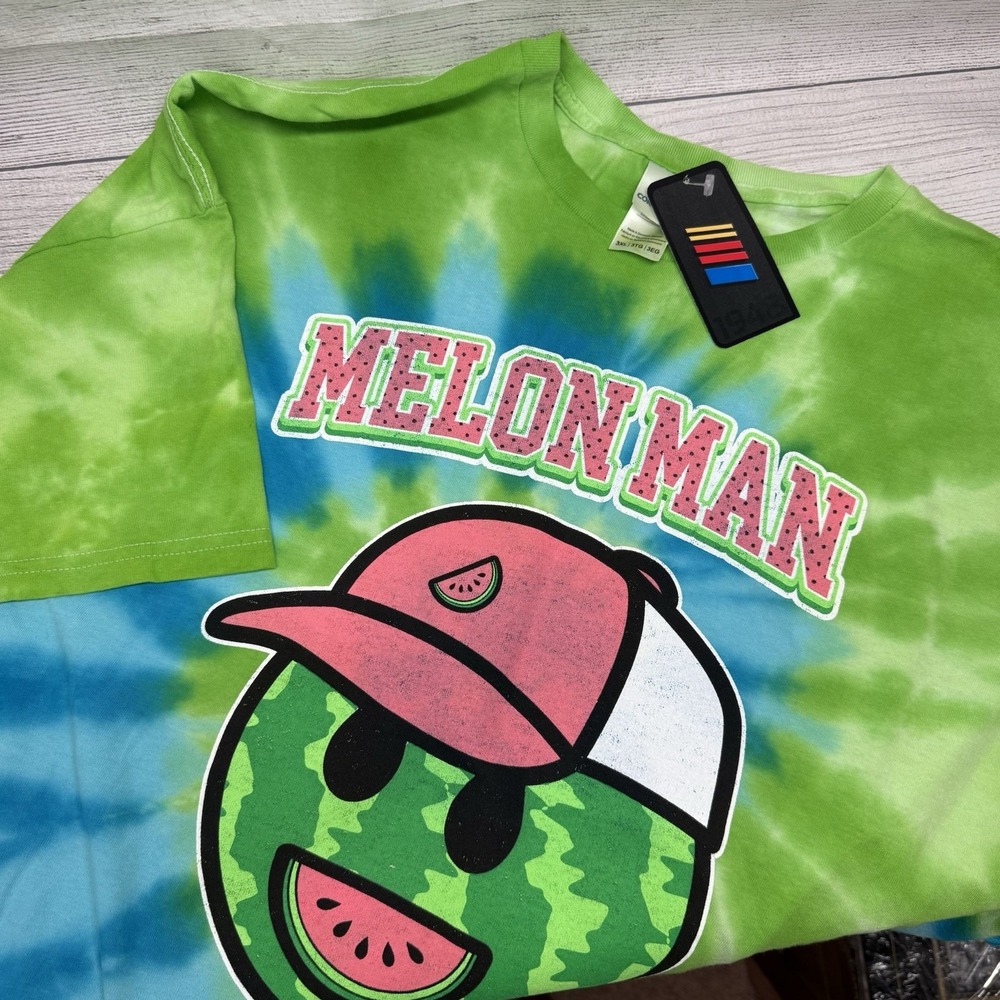 Ross Chastain Trackhouse Racing Green/Blue Melon Man Tie-Dyed T-Shirt 3XL New